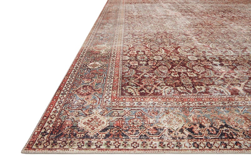 Loloi Layla Collection LAY-11 Cinnamon/Sage 5'-0" x 7'-6" .13" Thick Area Rug, Soft, Durable, Vintage Inspired, Distressed, Low Pile, Non-Shedding, Easy Clean, Printed, Living Room Rug - Image 2